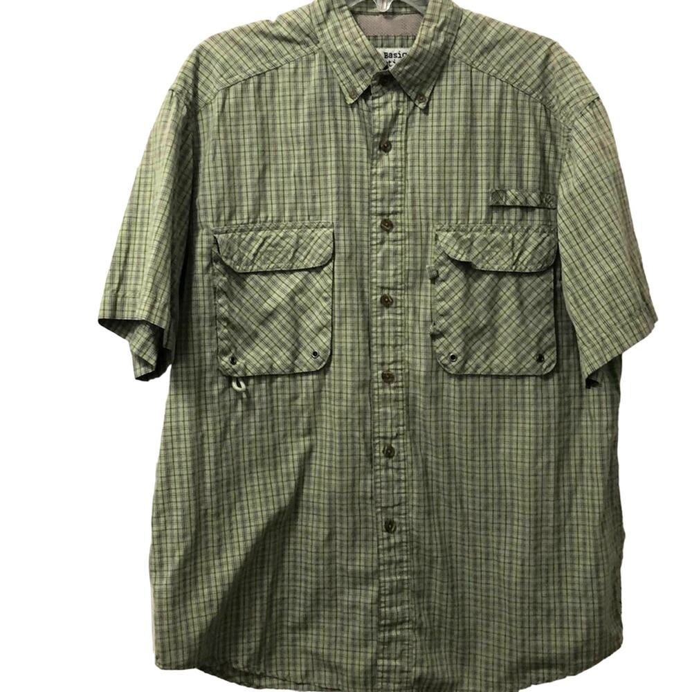 Basic Options Men’s Olive Short Sleeve Sport Shirt Large